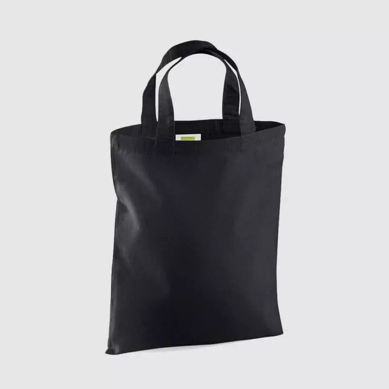 Custom Tote mini bag with black embroidery and short handles