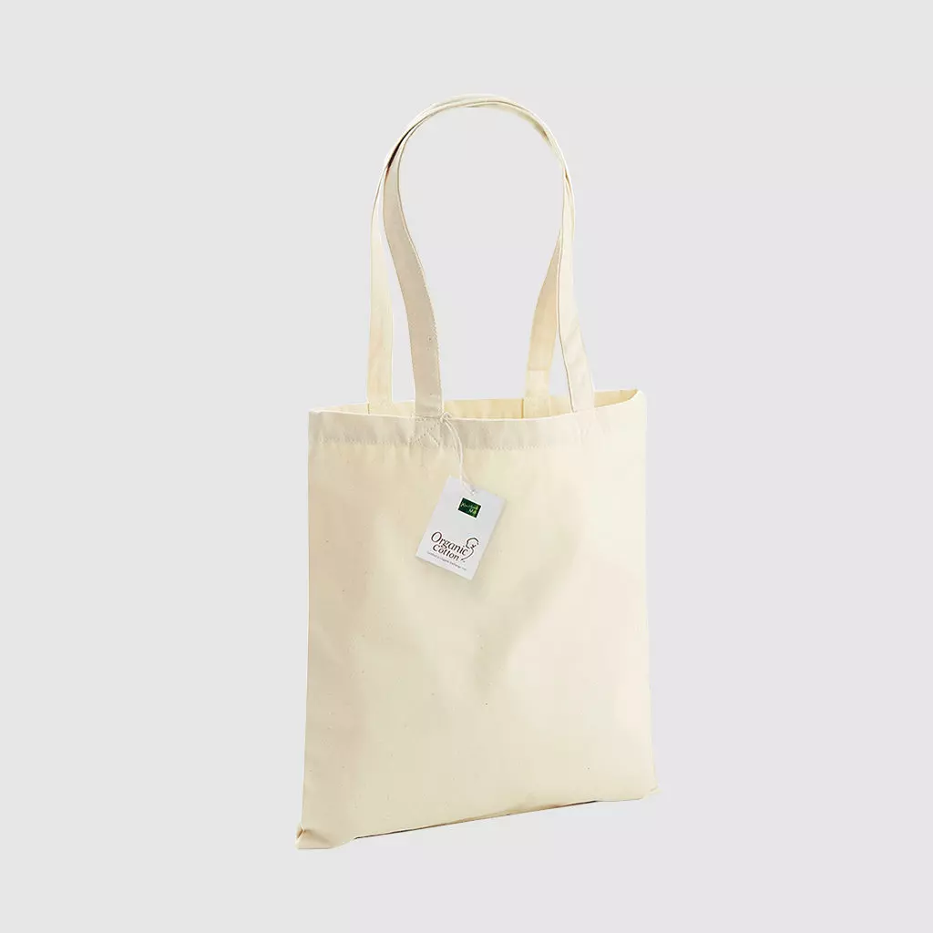 Custom organic cotton canvas totes, with long handles for shoulder carry