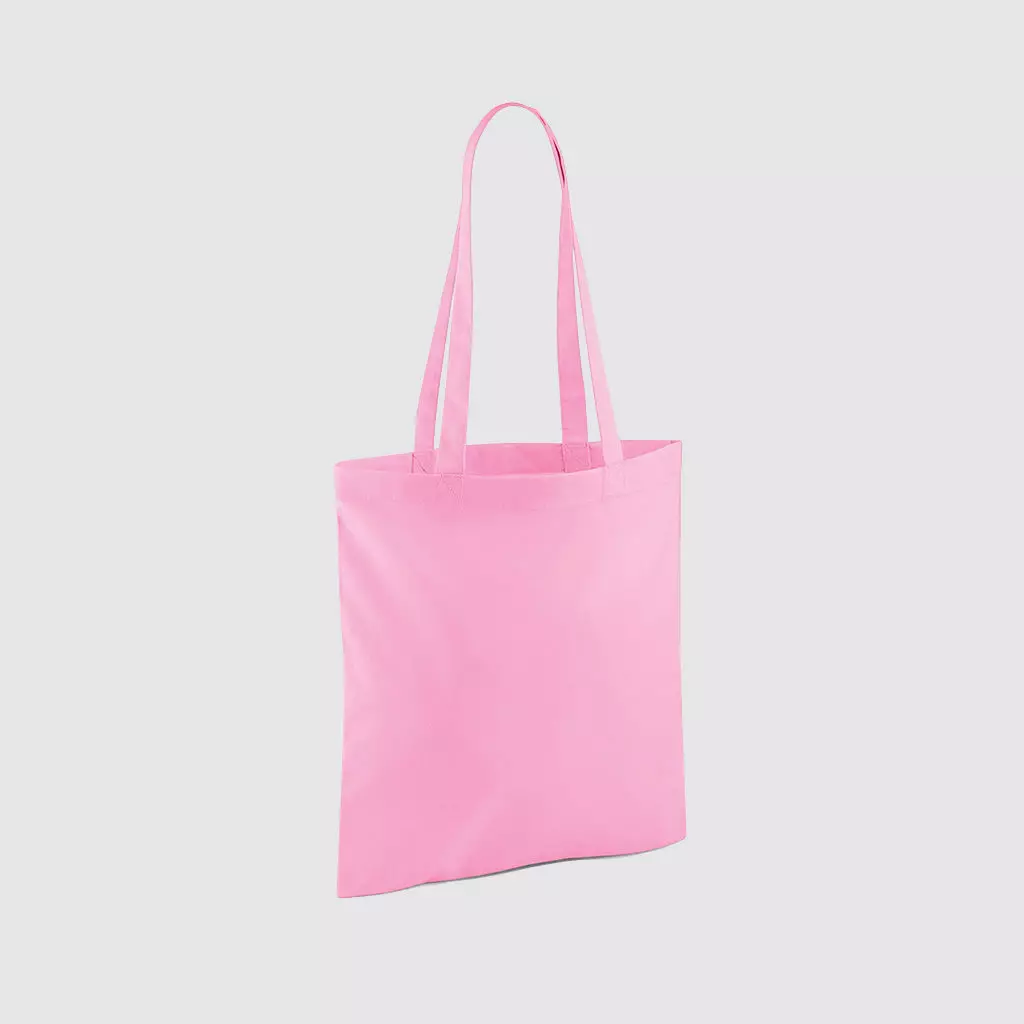 Custom shopper tote in black with long handles, shoulder carry and inexpensive option