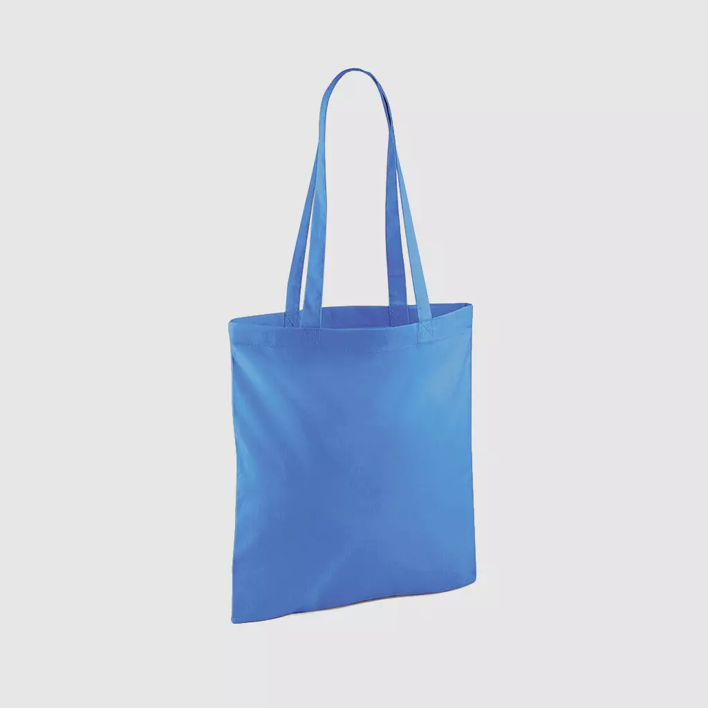 Custom shopper tote in black with long handles, shoulder carry and inexpensive option