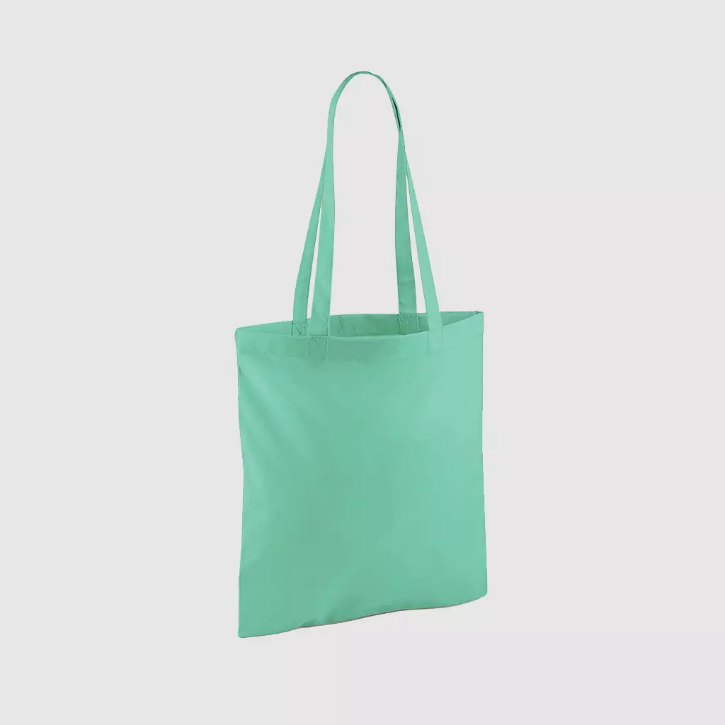 Custom shopper tote in black with long handles, shoulder carry and inexpensive option