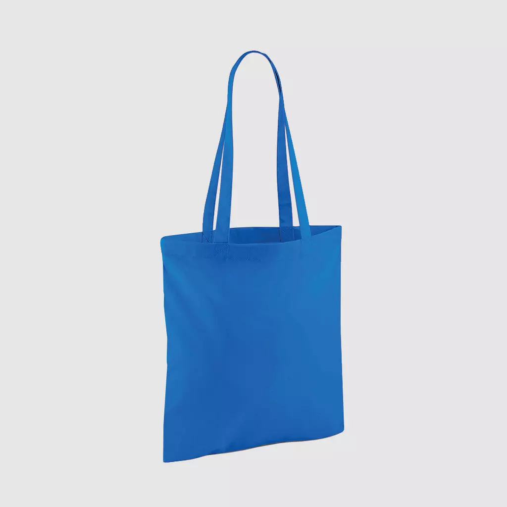 Custom shopper tote in black with long handles, shoulder carry and inexpensive option