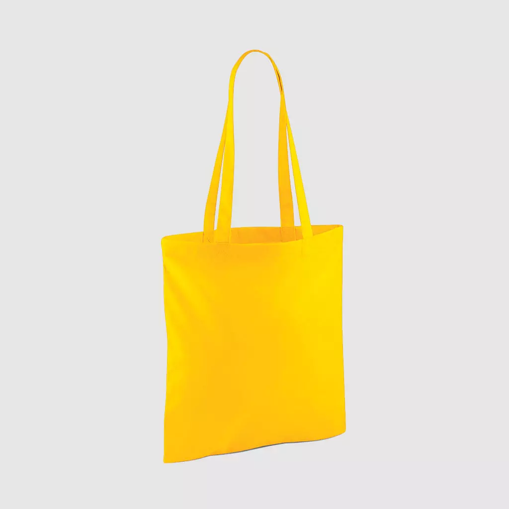 Custom shopper tote in black with long handles, shoulder carry and inexpensive option