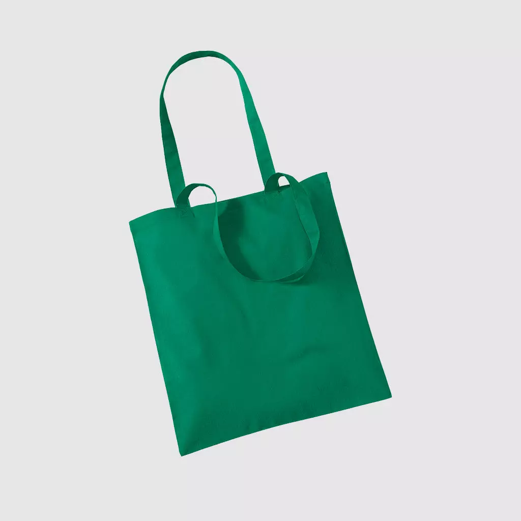 Custom shopper tote in black with long handles, shoulder carry and inexpensive option