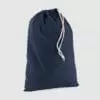 Custom black drawstring bag, black cotton with black stitching