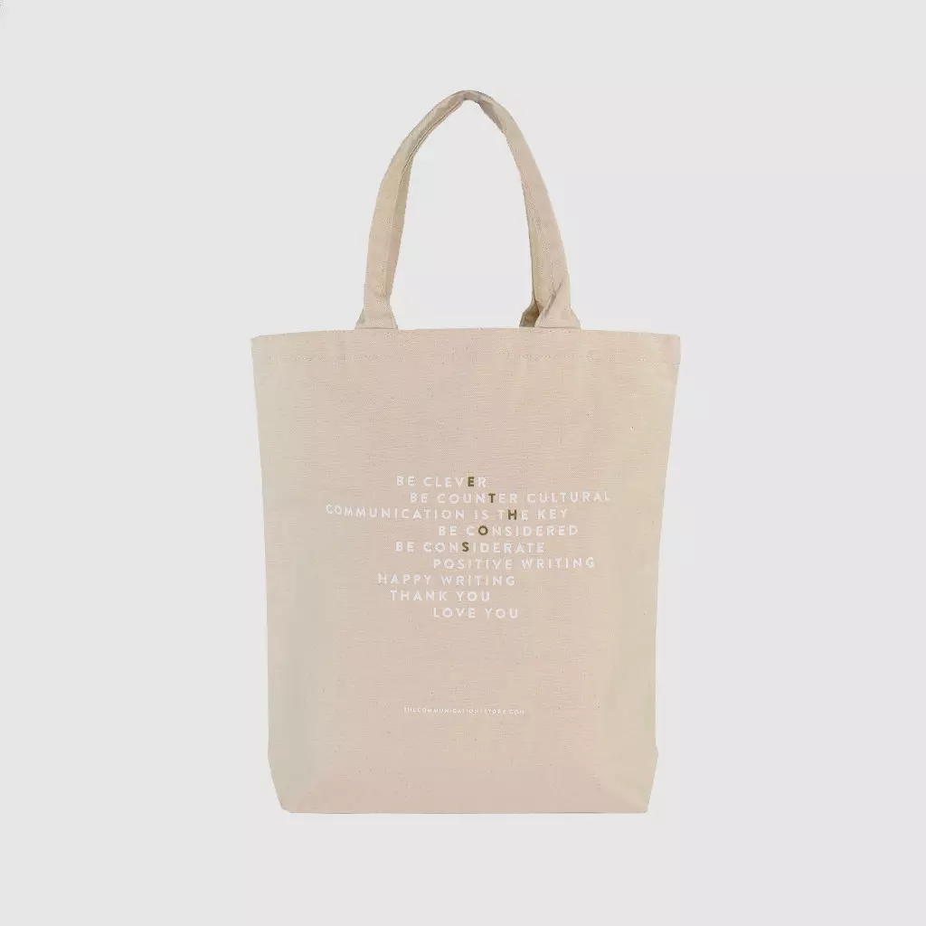 Custom midi tote shopper bag with black stitching