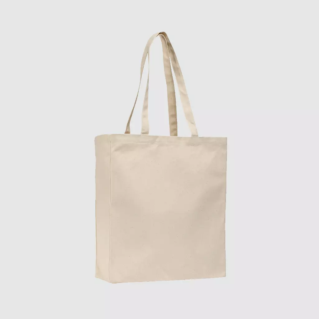 Custom long handle shopper, made from woven, cotton in black