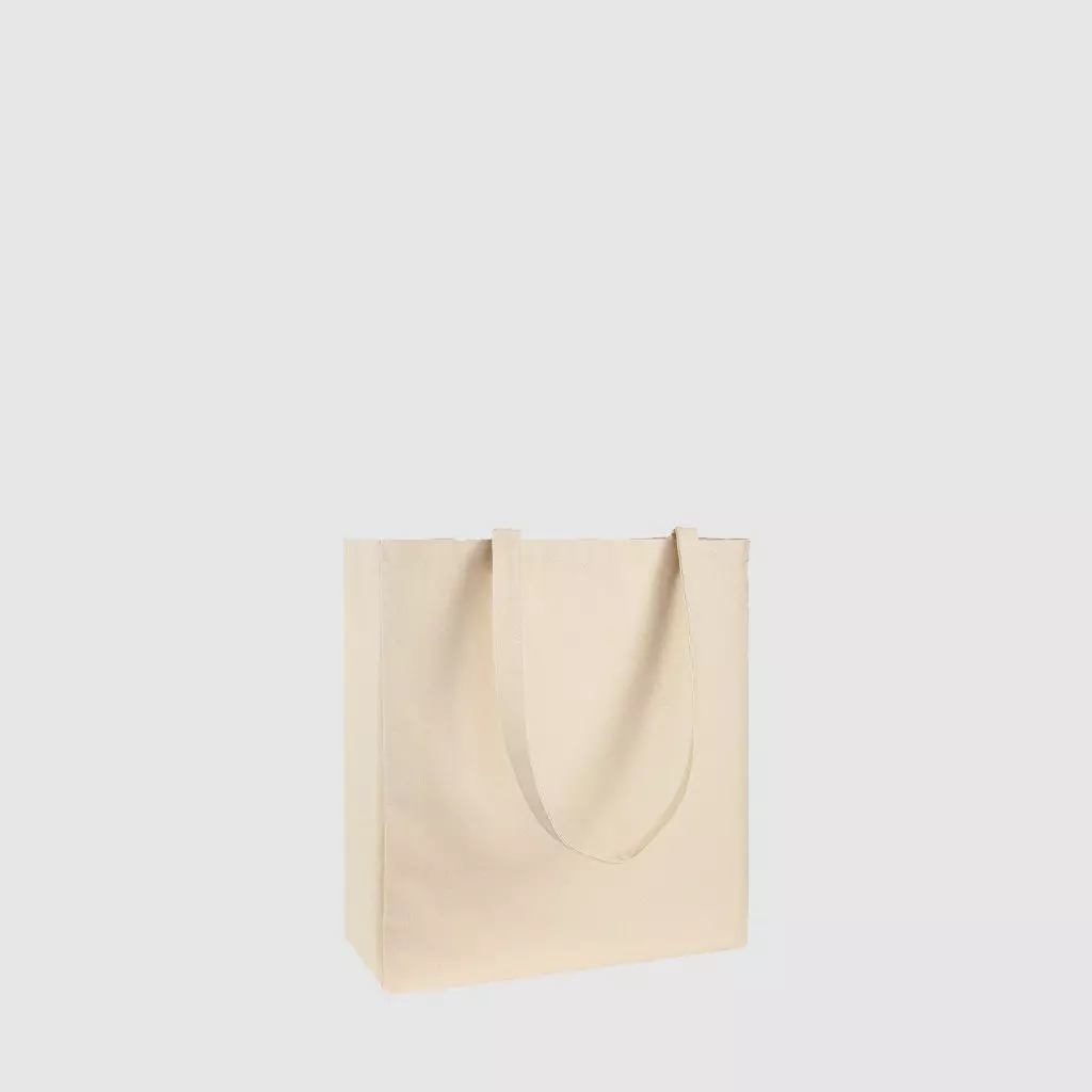 Custom long handle shopper, made from woven, cotton in black