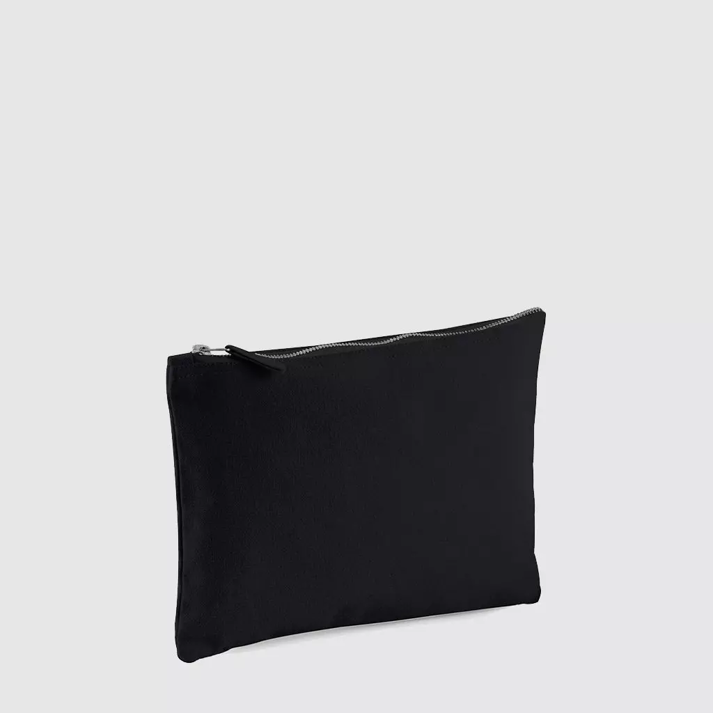 Custom cosmetic bag medium made from cotton canvas with small metal zip