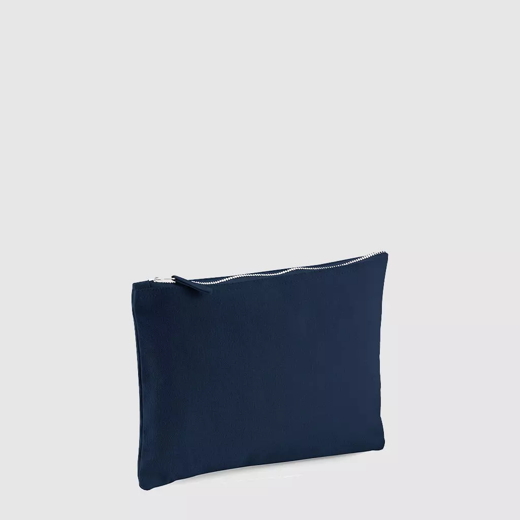 Custom cosmetic bag medium made from cotton canvas with small metal zip