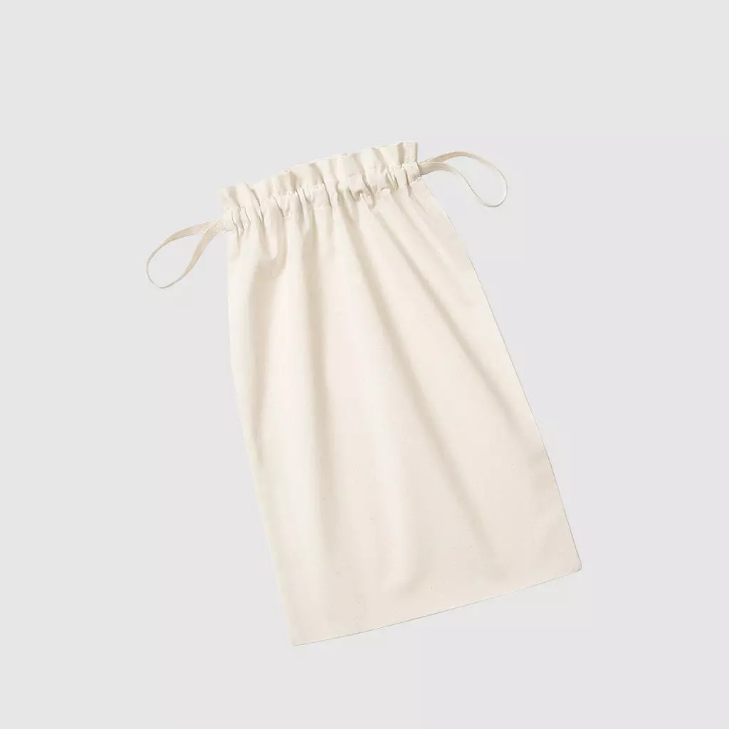 Custom organic drawstring bag, made from 100% organic cotton canvas