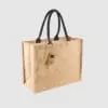 Custom laminated jute shopper, with long handles for hand carry, wide variety of colours