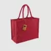 Custom laminated jute shopper, with long handles for hand carry, wide variety of colours