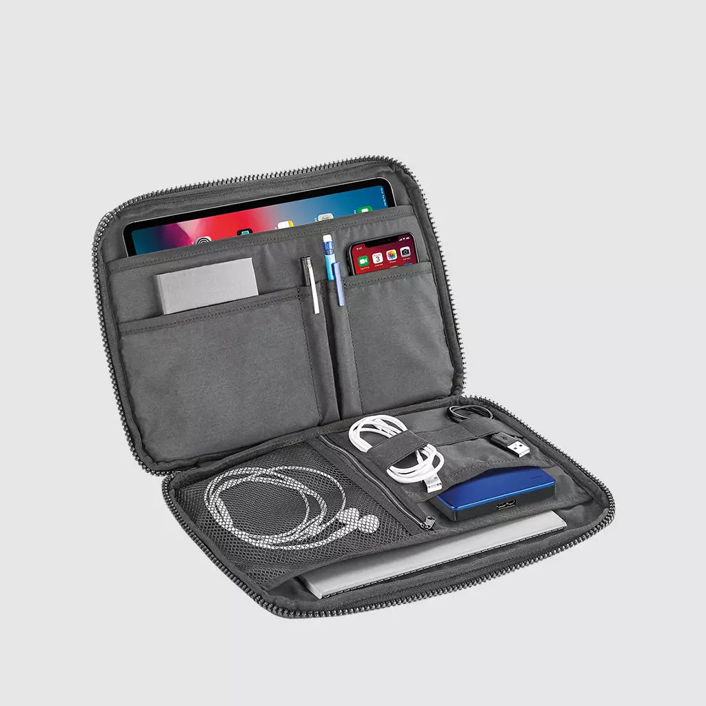 Custom Tech case, in black with multiple pockets
