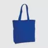 Custom organic gusset tote bag with short handles and black embroidery, made from organic cotton