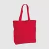 Custom organic gusset tote bag with short handles and black embroidery, made from organic cotton