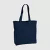 Custom organic gusset tote bag with short handles and black embroidery, made from organic cotton