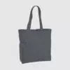 Custom organic gusset tote bag with short handles and black embroidery, made from organic cotton