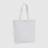 Custom organic gusset tote bag with short handles and black embroidery, made from organic cotton