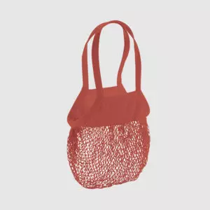 Custom organic mesh shopper, with 100% organic cotton and long handles