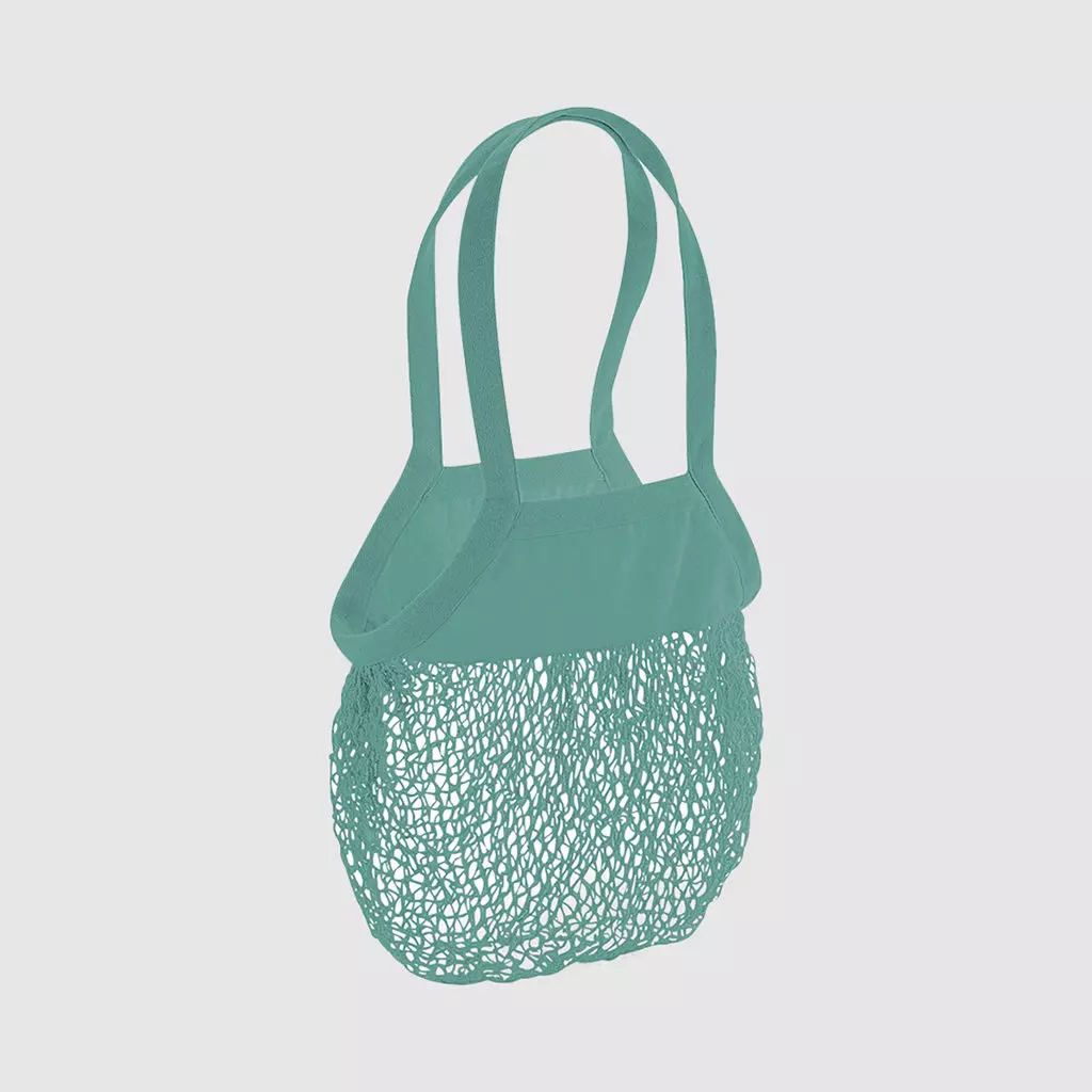 Custom organic mesh shopper, with 100% organic cotton and long handles