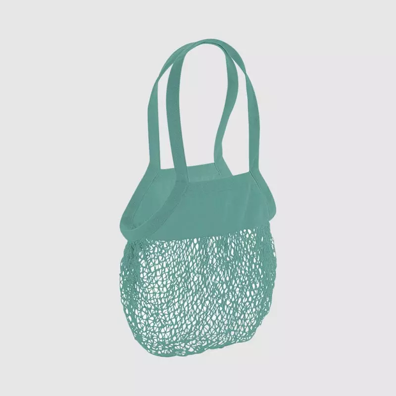 Custom organic mesh shopper, with 100% organic cotton and long handles