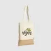 Custom organic cotton and jute tote bag, with long handles