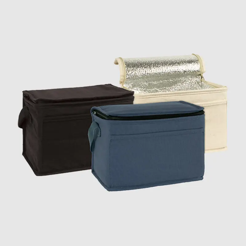 Black, Natural and French Navy Cotton Cool Bag – Small