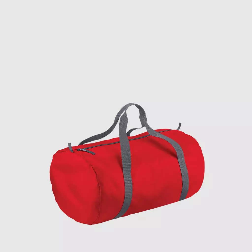 Custom black barrel bag