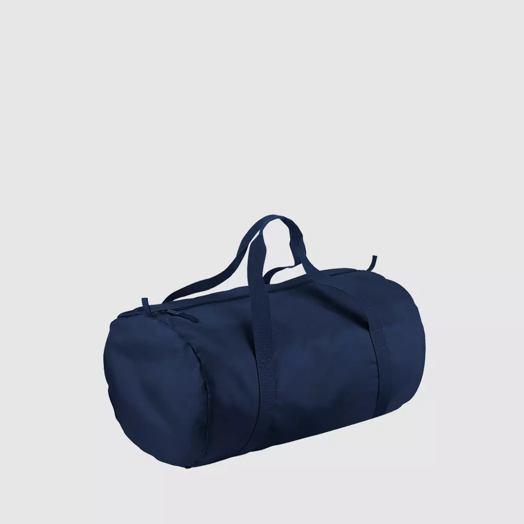 Custom black barrel bag