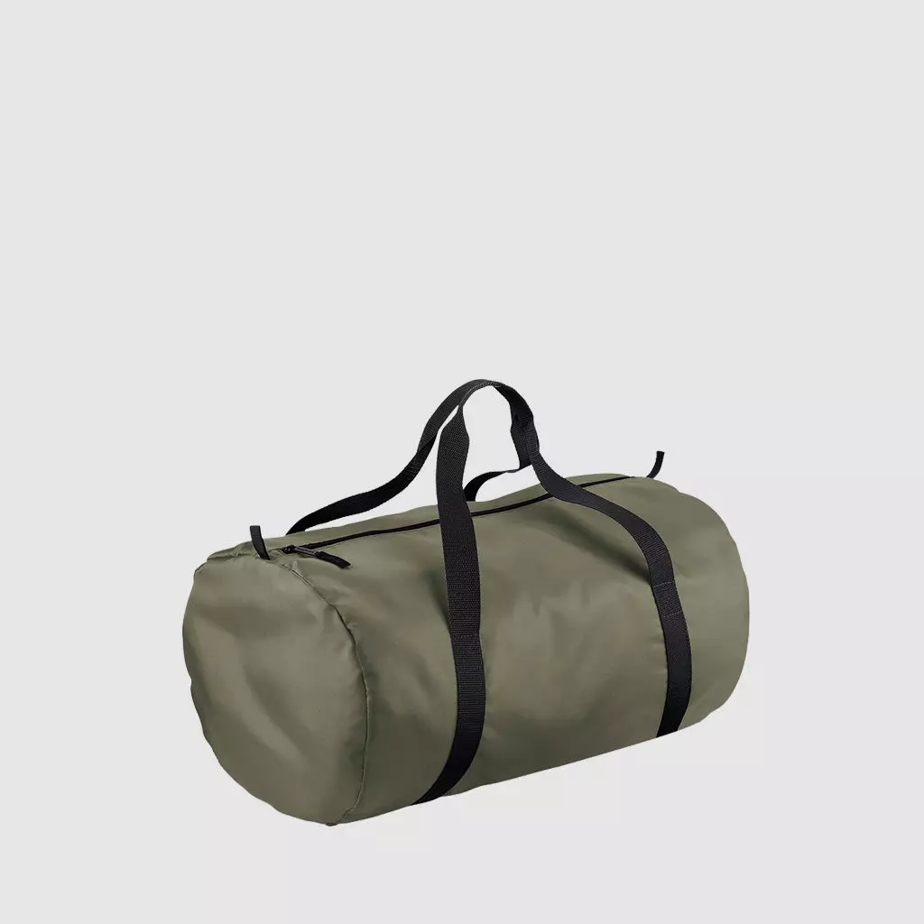 Custom black barrel bag
