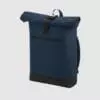 Custom roll top backpack, with padded handle, a shorter handle and an exterior pocket