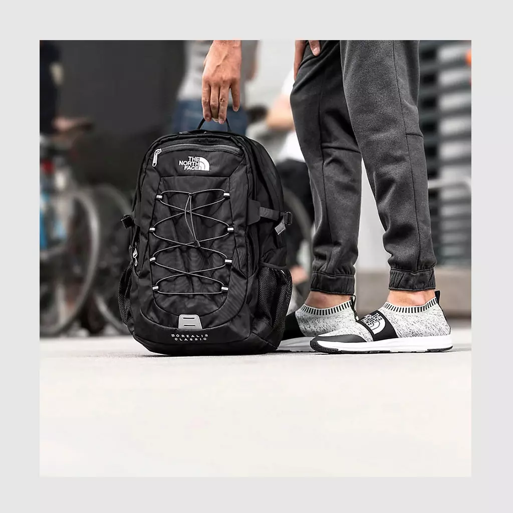 Custom North Face Rucksack with two strong handles, made of polyester