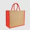 Custom pop jute tote bag with cotton webbed handles