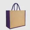 Custom pop jute tote bag with cotton webbed handles