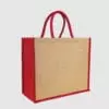 Custom pop jute tote bag with cotton webbed handles