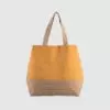Custom contrast beach bag mad in natural, laminated jute base and long cotton webbed handles