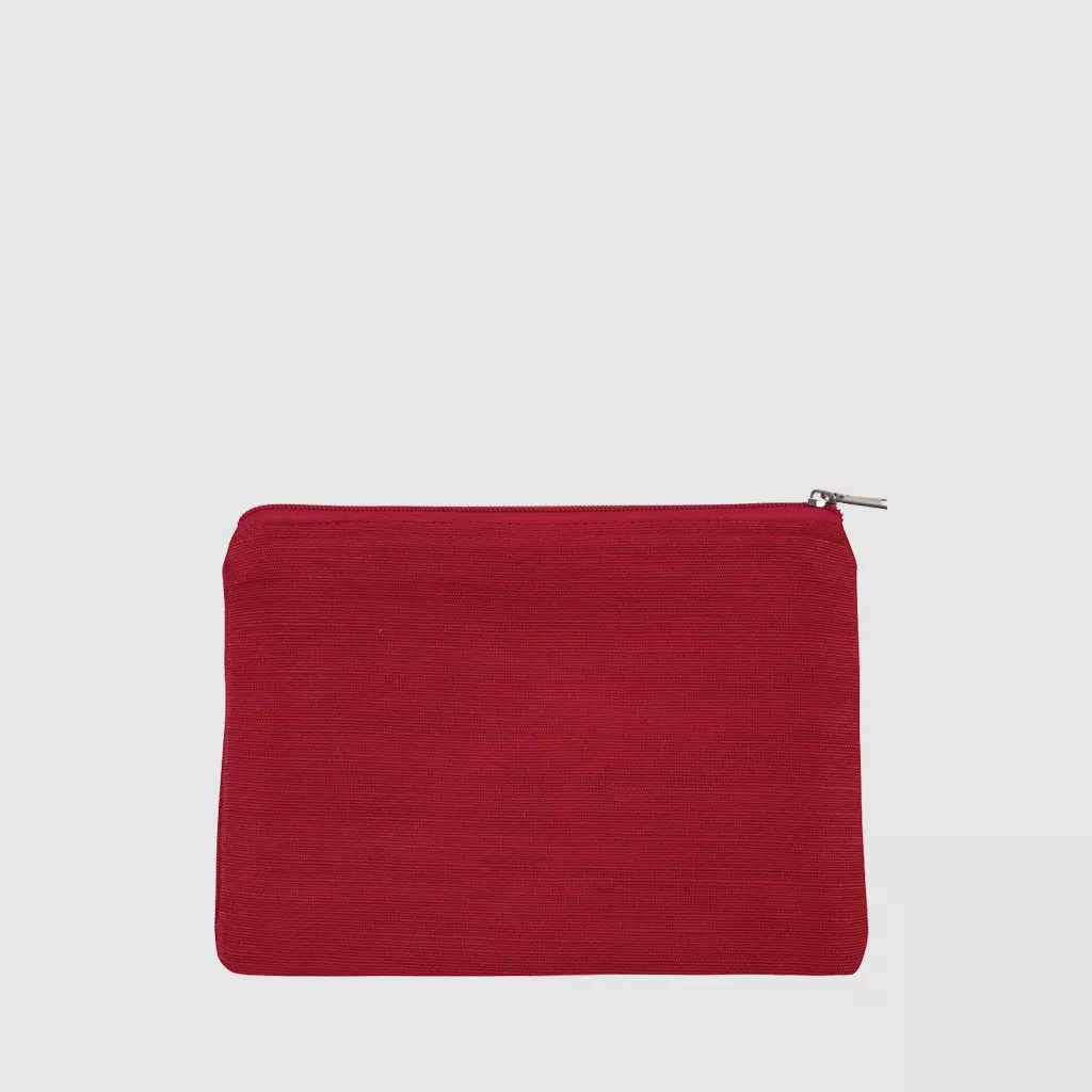 Custom colourful zip pouch, made from cotton and jute with