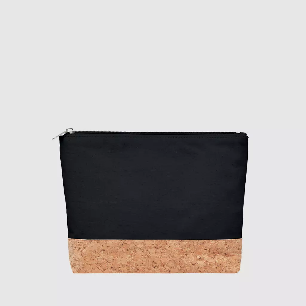 Custom cosmetic bag with natural cork base