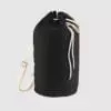 Custom draw cord duffel bag, made with organic cotton canvas and with an adjustable shoulder strap