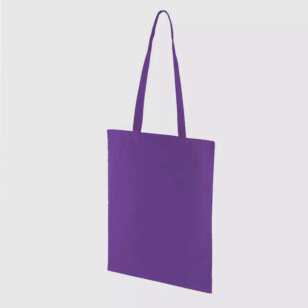 Custom midweight tote, black with long handles, lightweight, made from cotton canvas
