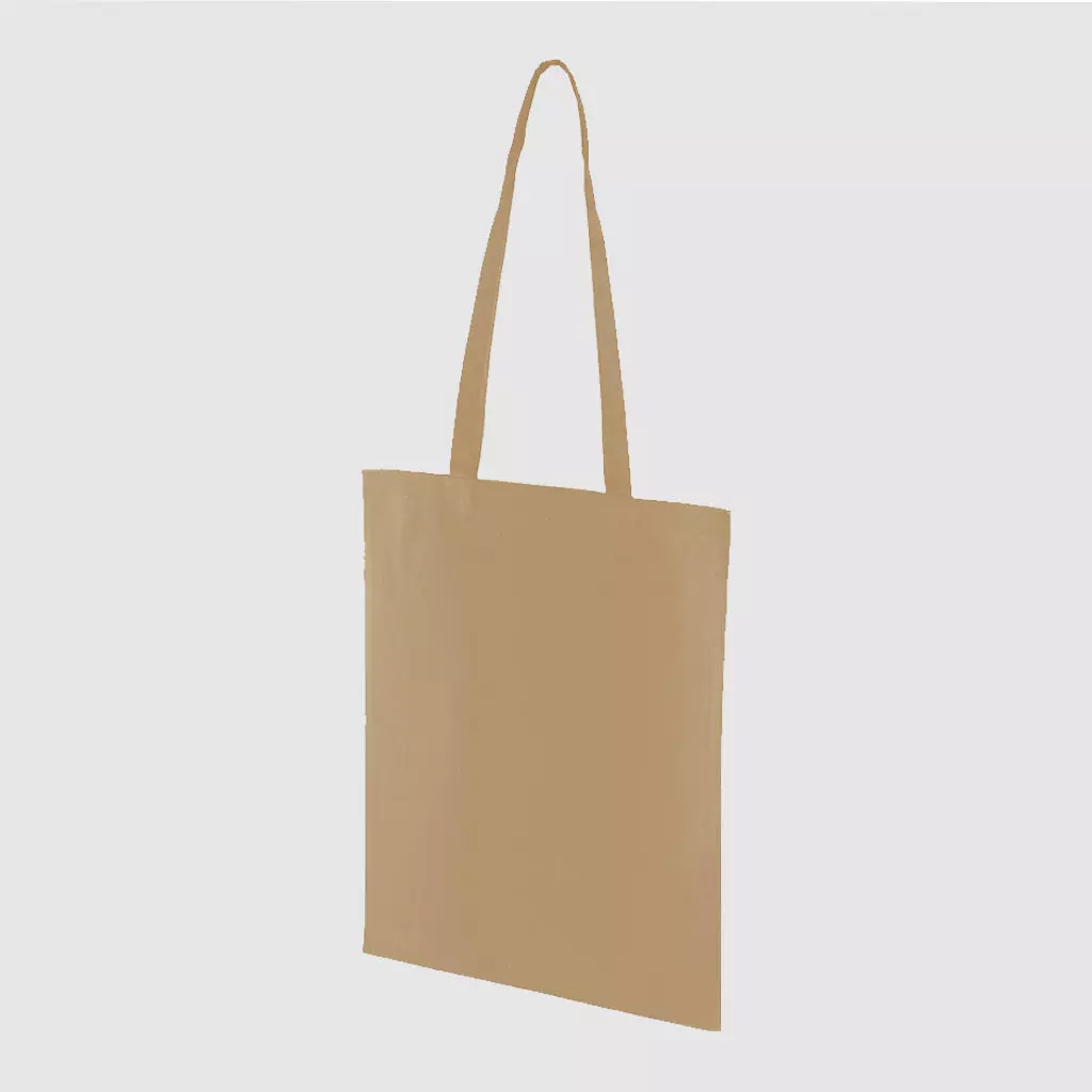 Custom midweight tote, black with long handles, lightweight, made from cotton canvas