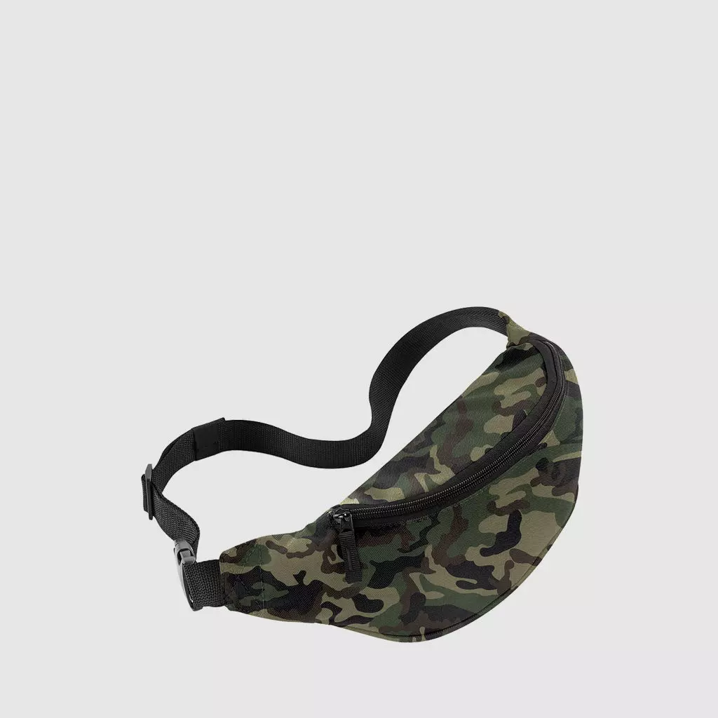 Custom classic bum bag with an adjustable waist strap, a back pocket and front pocket