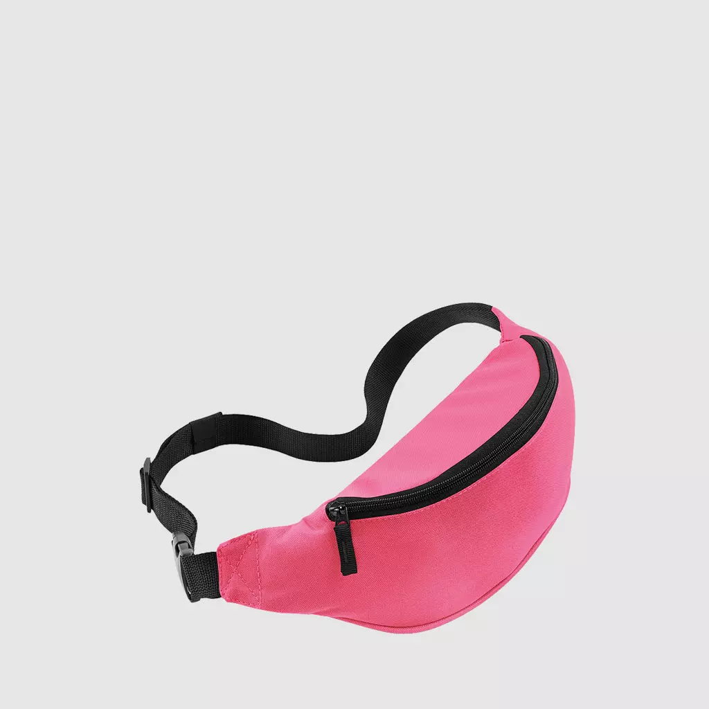 Custom classic bum bag with an adjustable waist strap, a back pocket and front pocket