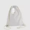 Custom black gymsac made with organic cotton canvas, drawstring handles