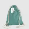 Custom black gymsac made with organic cotton canvas, drawstring handles