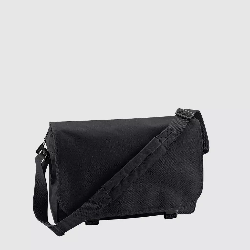 Custom messenger bag with long handles and front zip pockets