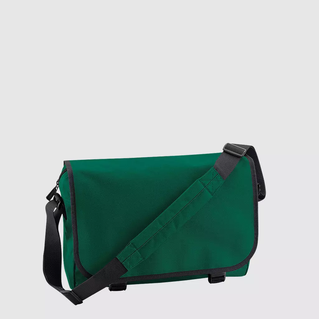 Custom messenger bag with long handles and front zip pockets