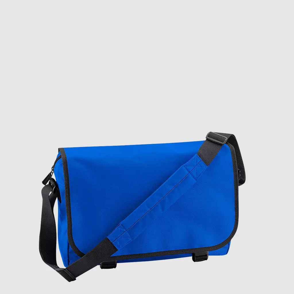 Custom messenger bag with long handles and front zip pockets
