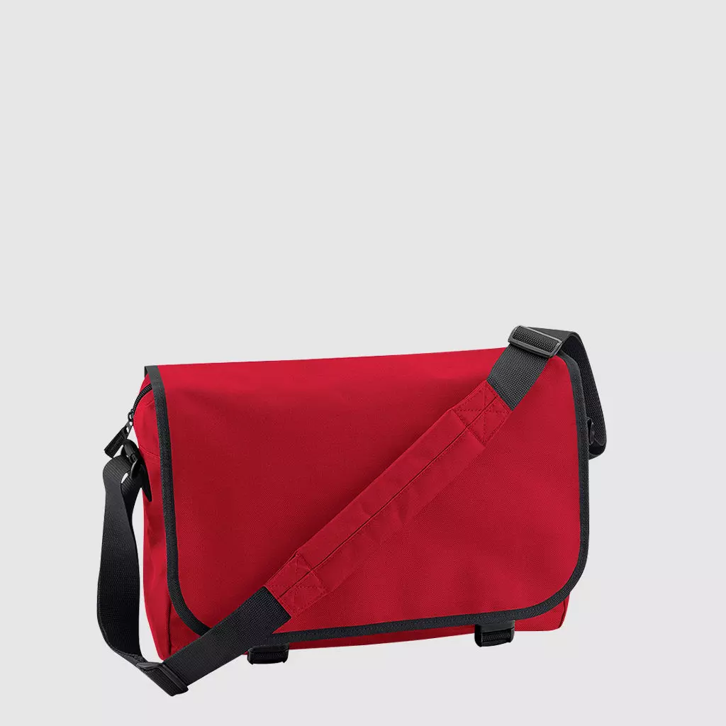 Custom messenger bag with long handles and front zip pockets